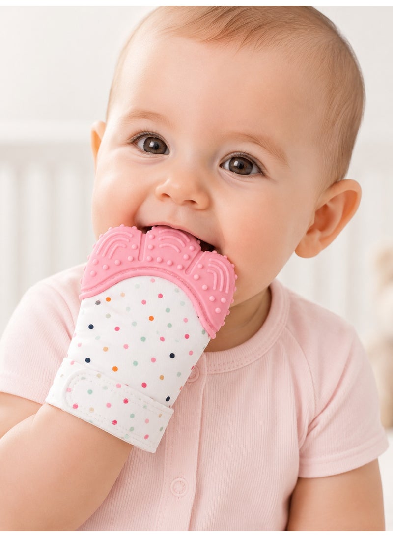 CHICCO Baby Teething Mitten, Food-Grade Silicone, Pink, 3–7 Months - Image 3