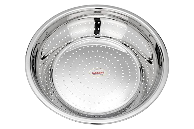 JAGGERY Stainless Steel Multipurpose Heavy Gauge Hole Parat Rice StrainerChalni Dia 29cm - Image 1