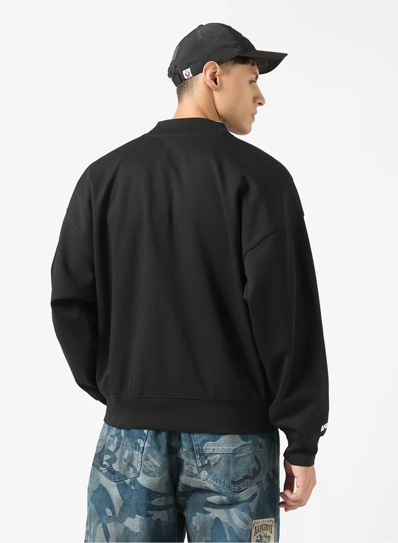 AAPE Multi-logo v-neck button down sweatshirt