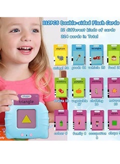 ELTRAZONE Kid Educational Montessori Preschool Animals Audible Flash Cards for kids 1 to 6 Years .Learning Toys Phonics Talking Flash Cards Device with 112 pcs Double-Sided Cards 224 Words Pink  - Image 2