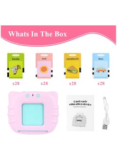 ELTRAZONE Kid Educational Montessori Preschool Animals Audible Flash Cards for kids 1 to 6 Years .Learning Toys Phonics Talking Flash Cards Device with 112 pcs Double-Sided Cards 224 Words Pink  - Image 5