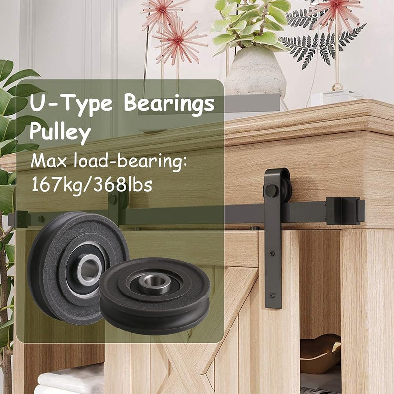 CNBTR 4PCS U-Type Pulley Wheel 0.31X1.77X0.45inches U Groove Bearing for Doors and Windows with Steel Bearings 8mm Shaft Hole 45mm - Image 2
