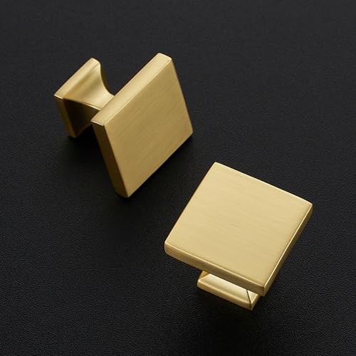 HomeExpert Home Expert 25 Pack Cabinet Knobs Brushed Gold Kitchen Cabinet Knobs Hardware for Dresser Drawers Kitchen Hardware Square Drawer Pulls - Image 3
