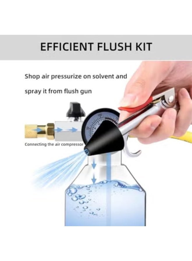 Flush Kit,Air Conditioner System Cleaning Tool Set,Heavy-Duty & Safety Air Conditioner System Flushing Bottle Tool Kit with Spray Head & 3.5 FT Hose & Fitting for R134a R12 R22 R410a R404a - Image 2