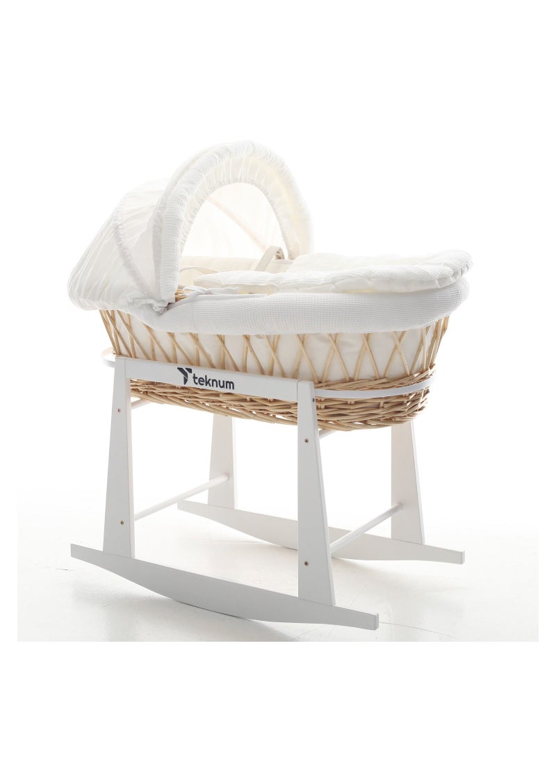 Infant Wicker Moses Basket With White Waffle Beddings - Wooden Brown - pzsku/ZD2AA736D5EAB987EB19BZ/45/_/1679735475/9965f75a-90b7-4ff3-93f8-f7d6a4fe76a3