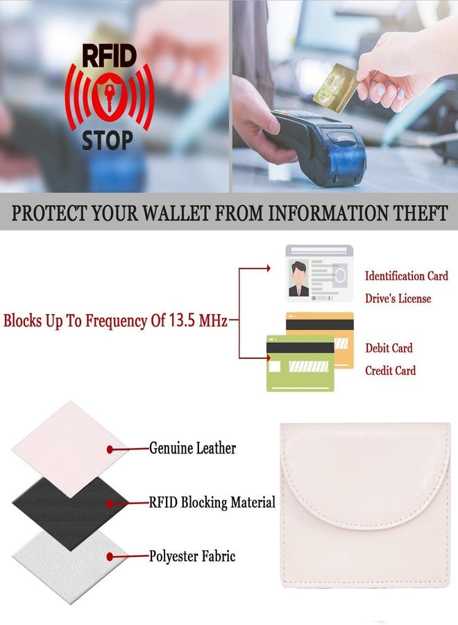 يوكسير محفظة YOXIER صغيرة لطيفة ثلاثية الطي من الجلد - محمية بتقنية RFID، متعددة الألوان، للنقود والبطاقات والعملات المعدنية (وردي) - Image 4