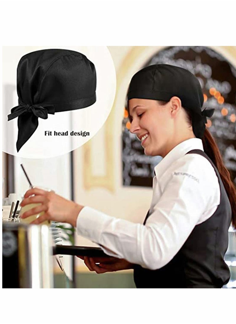 KASTWAVE Chef Work Hat Waiter Chef Uniform Lace Up Strap Cap Grill Barbecue Black Hat Headdress Dustproof Cleaning Hat for Women Men, Cooling Helmet Liner, Cooking & Outdoor Activities  - Image 4