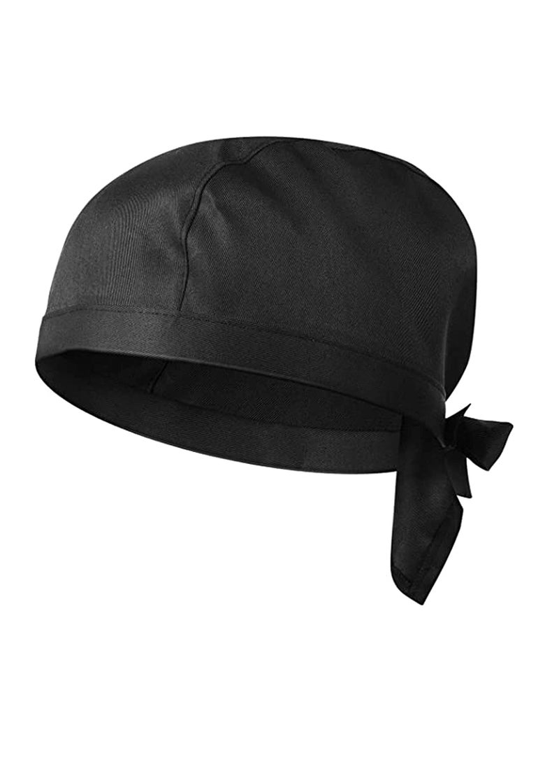 KASTWAVE Chef Work Hat Waiter Chef Uniform Lace Up Strap Cap Grill Barbecue Black Hat Headdress Dustproof Cleaning Hat for Women Men, Cooling Helmet Liner, Cooking & Outdoor Activities  - Image 1