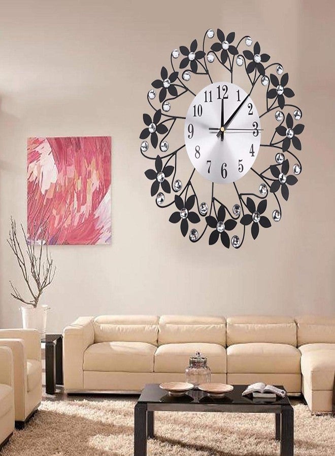 TeamSky 14.5Inch Decorative Wall Clock, Metal Wall Clock for Living Room Decor, Non-Ticking Quiet Modern Crystal Wall Clocks for Home Office Kitchen Bedroom Indoor Decor - Image 3