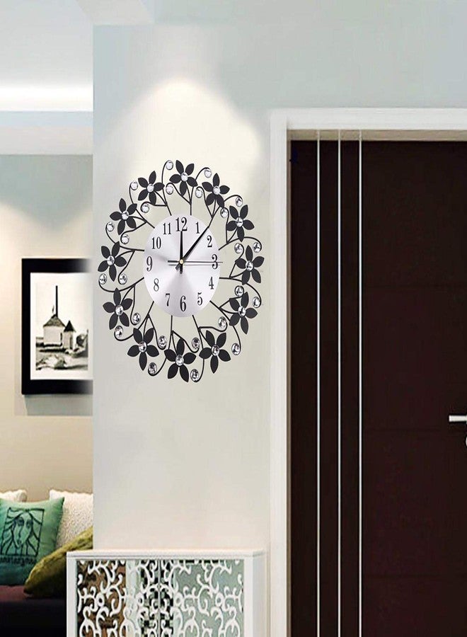 TeamSky 14.5Inch Decorative Wall Clock, Metal Wall Clock for Living Room Decor, Non-Ticking Quiet Modern Crystal Wall Clocks for Home Office Kitchen Bedroom Indoor Decor - Image 4