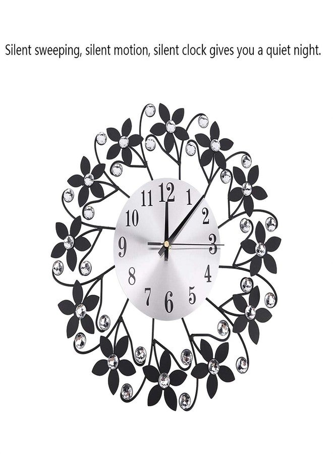 TeamSky 14.5Inch Decorative Wall Clock, Metal Wall Clock for Living Room Decor, Non-Ticking Quiet Modern Crystal Wall Clocks for Home Office Kitchen Bedroom Indoor Decor - Image 5