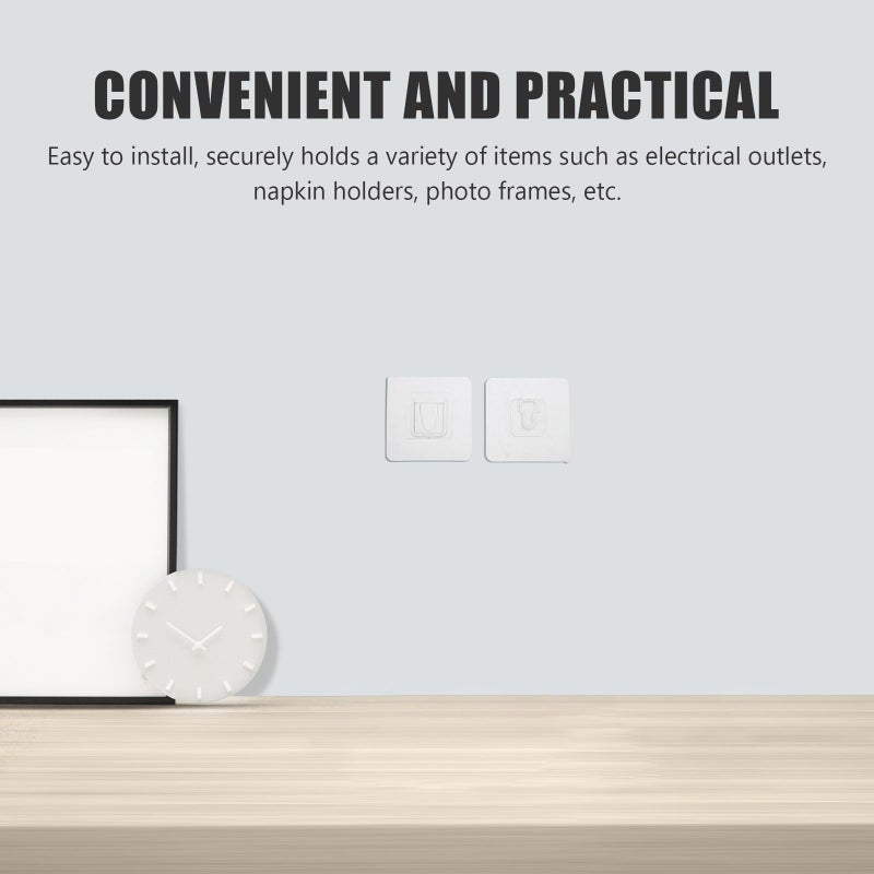 10 Pairs Self Adhesive Wall Hooks Removable Plastic Hooks for Power Strip Holder No Drilling - Image 4