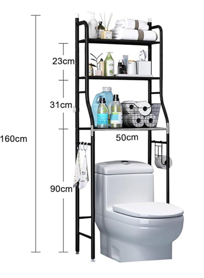 بلومنغ تايم رف تخزين فوق المرحاض من 3 طبقات ، رف تخزين وتنظيم للحمام ، منظم تخزين - Image 5