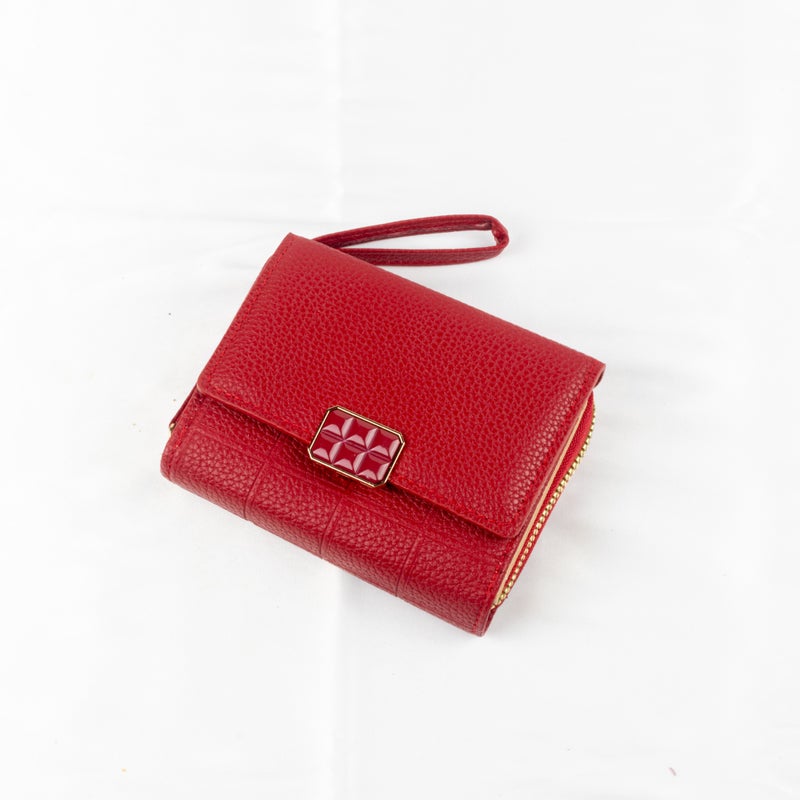 Leather Flip Wallet & Card Holder with Multiple Pockets - Maroon - Image 1