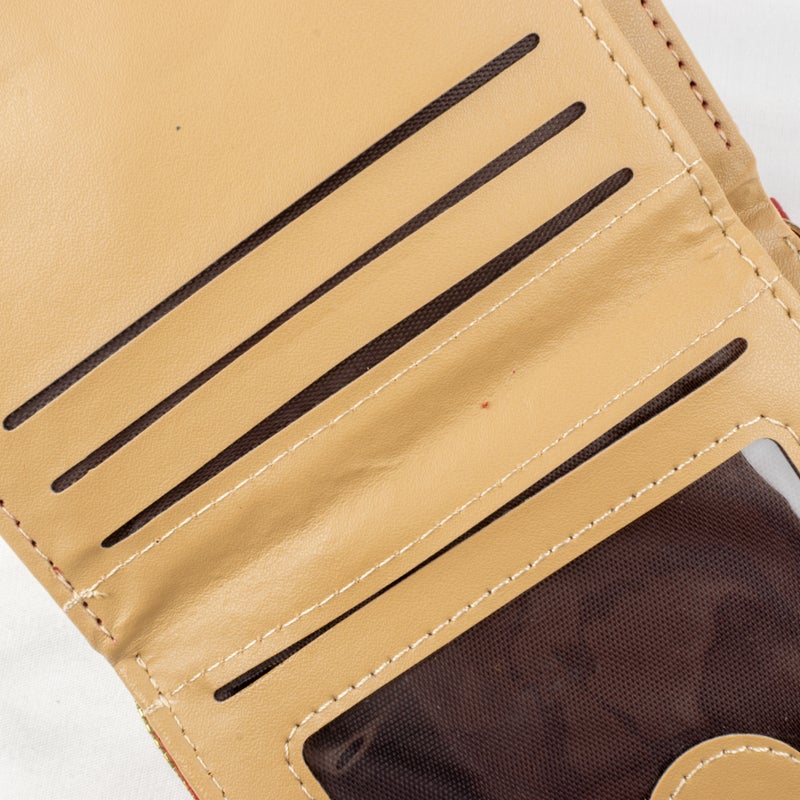 Leather Flip Wallet & Card Holder with Multiple Pockets - Maroon - Image 2