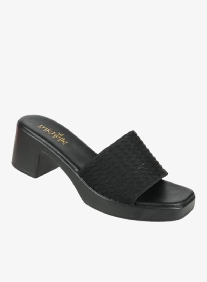ميشيل مورجان صنادل ميشيل مورغان بكعب عريض للسيدات أسود