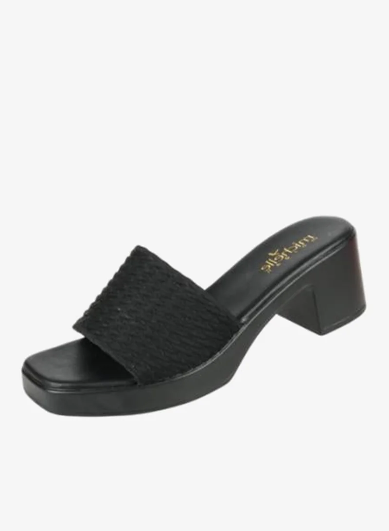 ميشيل مورجان صنادل ميشيل مورغان بكعب عريض للسيدات أسود