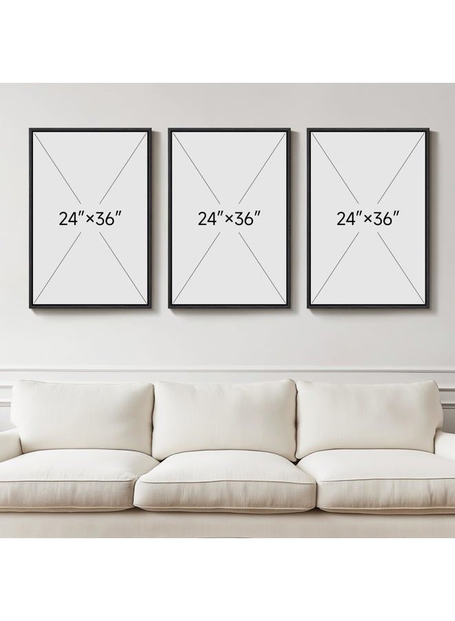 Cuspin Large Framed Neutral Abstract Wall Art for Living Room, 3 Piece Black Beige Canvas Prints Paintings Artwork for Walls, Modern Minimalist Abstract Pictures for Hallway Office Wall Decor 24x36 In - Image 3