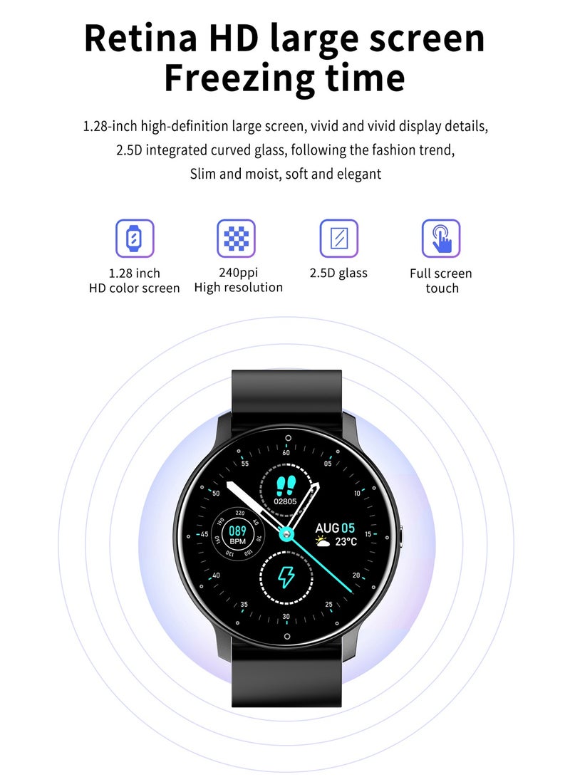 RollsTimi  Men's SmartWatch, 1.28-inch HD Full Screen, IP67 Waterproof, Health Monitoring, Multi-Sports Modes, Casual Sports Watch, ZL02Pro Tape Black - Image 2