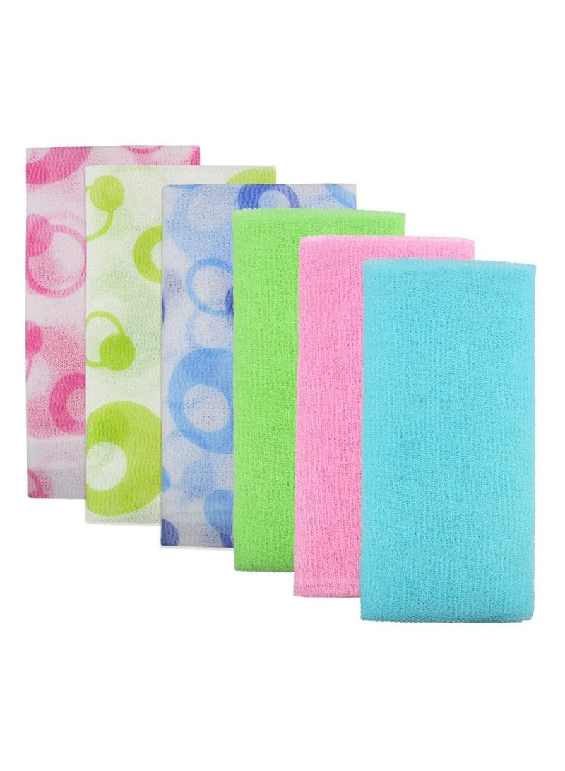 SYOSI Exfoliating Bath Washcloth, Beauty Skin Wash Cloth Towel Nylon Massage for Body Washcloth Loofah Scrub Back Scrubber 6 Pcs - Image 1