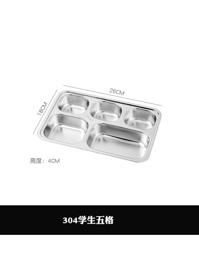 Stainless Steel Dinner Plate 304 With Lid, Deepened Parioned Dinner Plate, Square Lunch Box, Canteen Rice Plate, Student Lunch Box