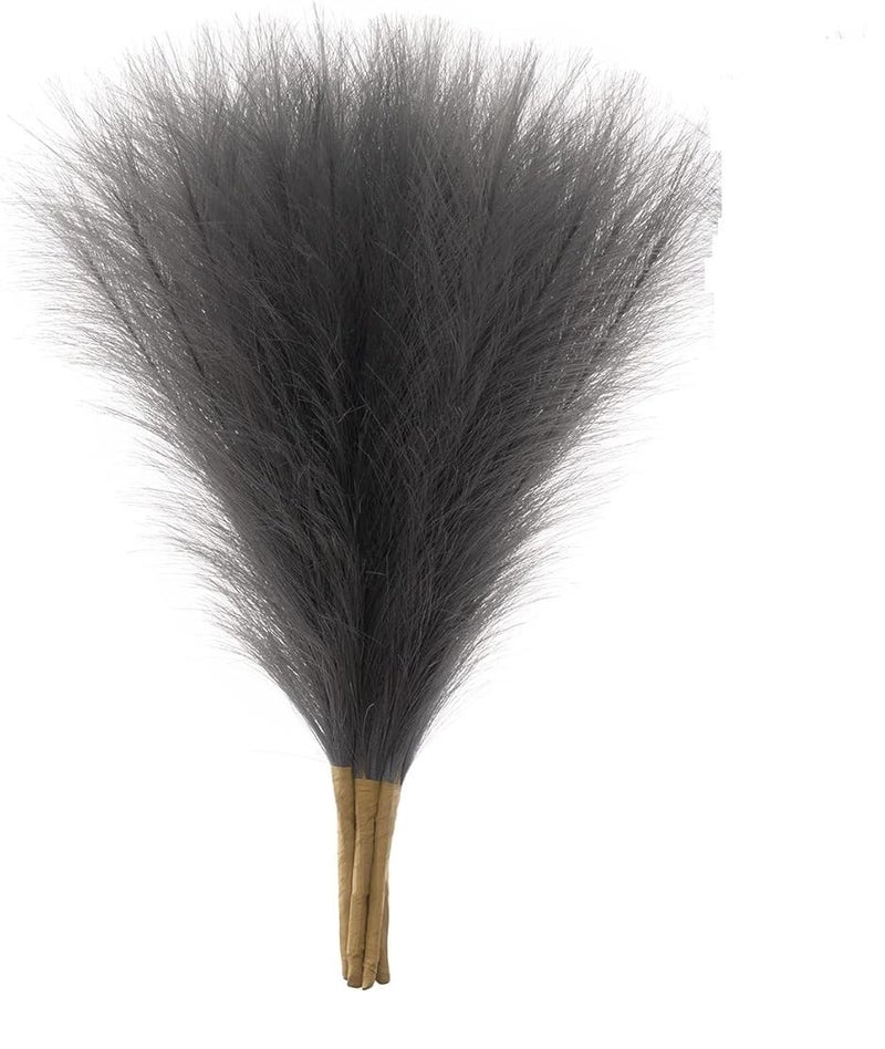 Litleo Decorative Dried Pampas Grass Sticks , 44 cm, Pack of 3 Sticks (Dark Grey) - Image 1