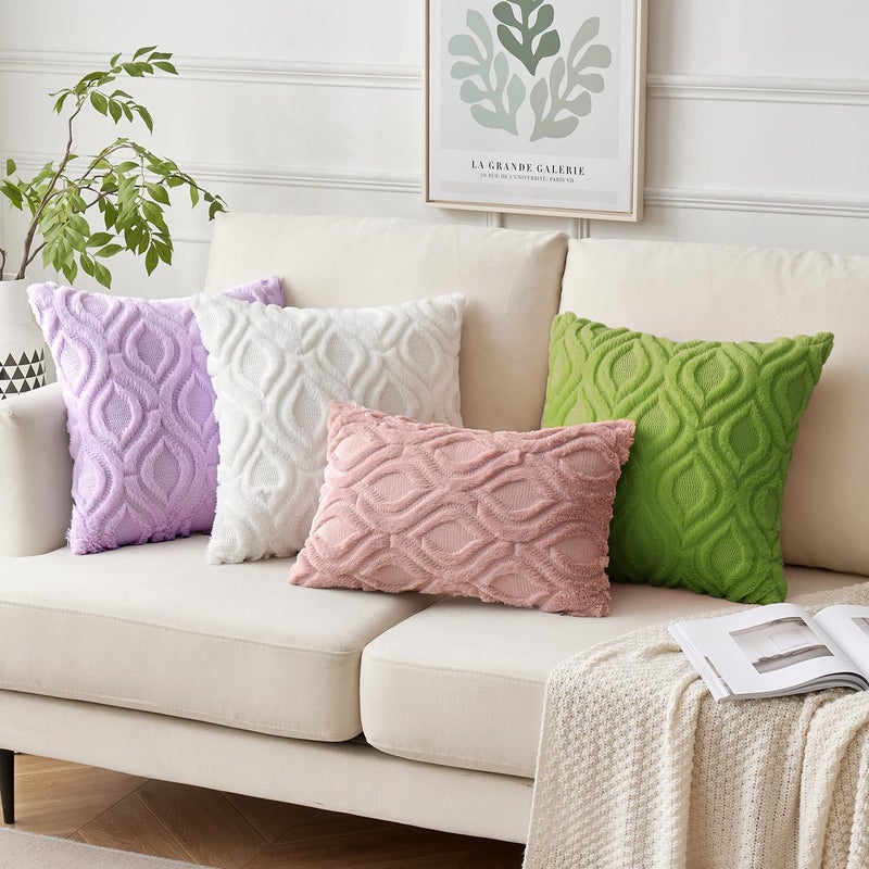 ميولي Miulee Christmas Green Throw Covering 18x18 inch Soft Plush Faux Faux Wool Couch Courge Covers مجموعة من وسادة مزرعة مزرعة بوهو لأريكة غرفة المعيشة سرير - Image 4