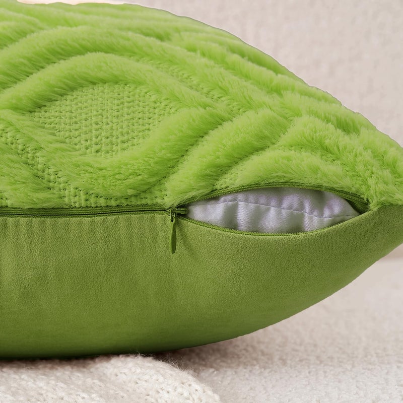 ميولي Miulee Christmas Green Throw Covering 18x18 inch Soft Plush Faux Faux Wool Couch Courge Covers مجموعة من وسادة مزرعة مزرعة بوهو لأريكة غرفة المعيشة سرير - Image 3
