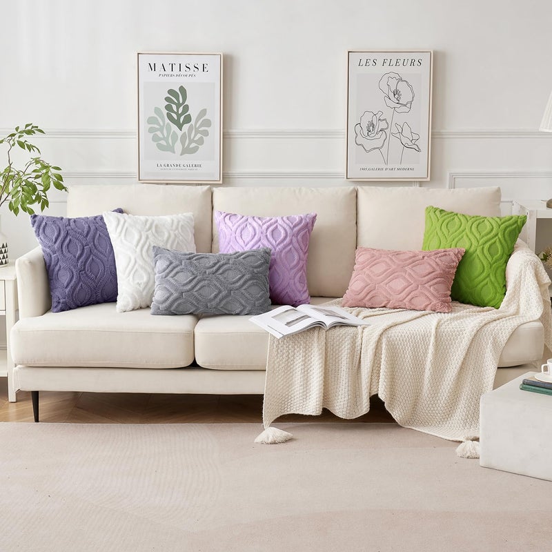 ميولي Miulee Christmas Green Throw Covering 18x18 inch Soft Plush Faux Faux Wool Couch Courge Covers مجموعة من وسادة مزرعة مزرعة بوهو لأريكة غرفة المعيشة سرير - Image 5