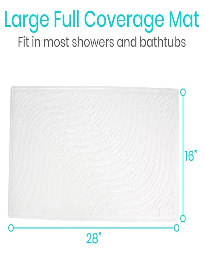 Vive Non-Slip Bath Mat with Suction Cups - 28" x 16" Extra Large Rubber Mat for Safety & Comfort - Patented Grip Prevents Slips and Falls for Kids, Elderly, Men, Women - XL Non Skid Shower & Tub Cover - Image 4
