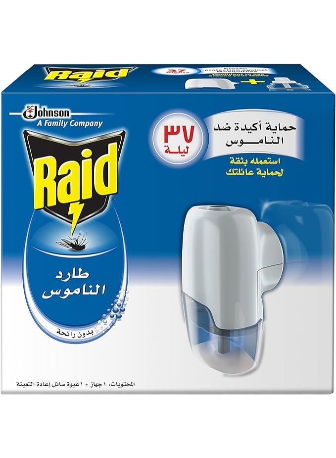 Raid Electric Anti-Mosquito Liquid Killer With Plug-In Holder, 41ml, Up to 37 Nights Protection, 110/220V, Covers Up to 30m³ - Image 1