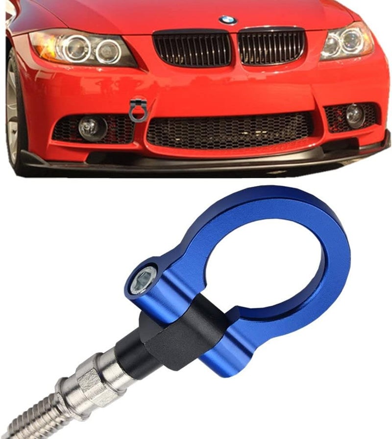 JGR Track Racing Style Tow Hook Towing Eye CNC Aluminum Screw On Front Rear Bumper Compatible with BMW 3 Series E36 E46 E90 E91 E92 E93 318 320 323 325 328 330 335 M3 1992 to 2012 Blue - Image 2