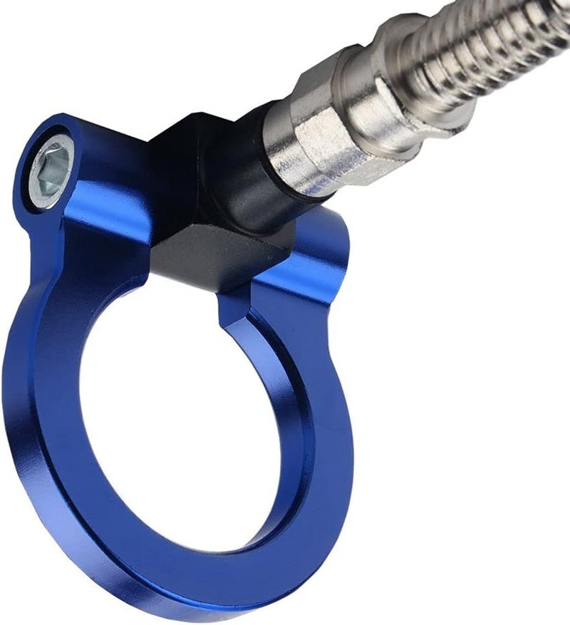JGR Track Racing Style Tow Hook Towing Eye CNC Aluminum Screw On Front Rear Bumper Compatible with BMW 3 Series E36 E46 E90 E91 E92 E93 318 320 323 325 328 330 335 M3 1992 to 2012 Blue - Image 1