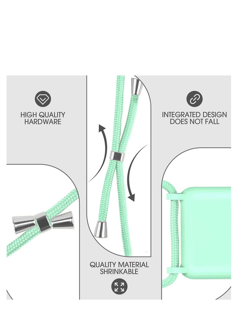 Necklace Case for iPhone 12 Pro Max Cover with Neck Strap Phone Chain Case Crossbody Necklace with Cord Transparent Silicone Case with Adjustable Lanyard Case Strap - Mint Green  - Image 4