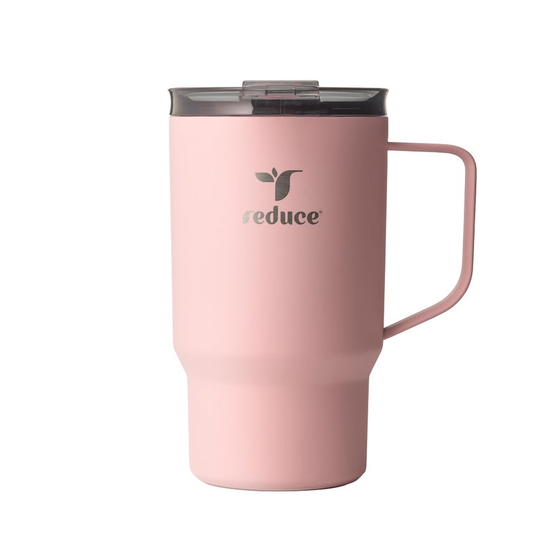 REDUCE 18 oz Hot1 Stainless Steel Insulated Mug with Temperature Adjusting Lid - Dual-Wall Vacuum, Cupholder Friendly - Keeps Drinks Hot for 6 Hours - Ideal for Coffee, Tea & Other - Pink Salt - Image 1