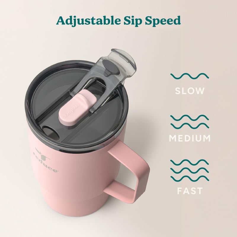 REDUCE 18 oz Hot1 Stainless Steel Insulated Mug with Temperature Adjusting Lid - Dual-Wall Vacuum, Cupholder Friendly - Keeps Drinks Hot for 6 Hours - Ideal for Coffee, Tea & Other - Pink Salt - Image 5