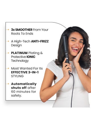 Slim Hot Brush, 3-In-1 Hairstyling For  Blowouts, Curls And Straight Hair,Two Functions, One Device Black - view 2