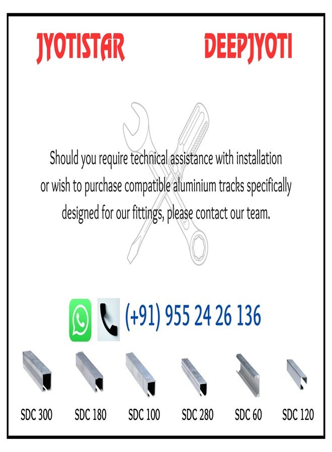 JYOTISTAR | DEEPJYOTI | Sliding Door Fitting System | Top Mounted for Wooden and Aluminum Doors | SDF 80(I) with Special Steel and Delrin Bearings - Image 5
