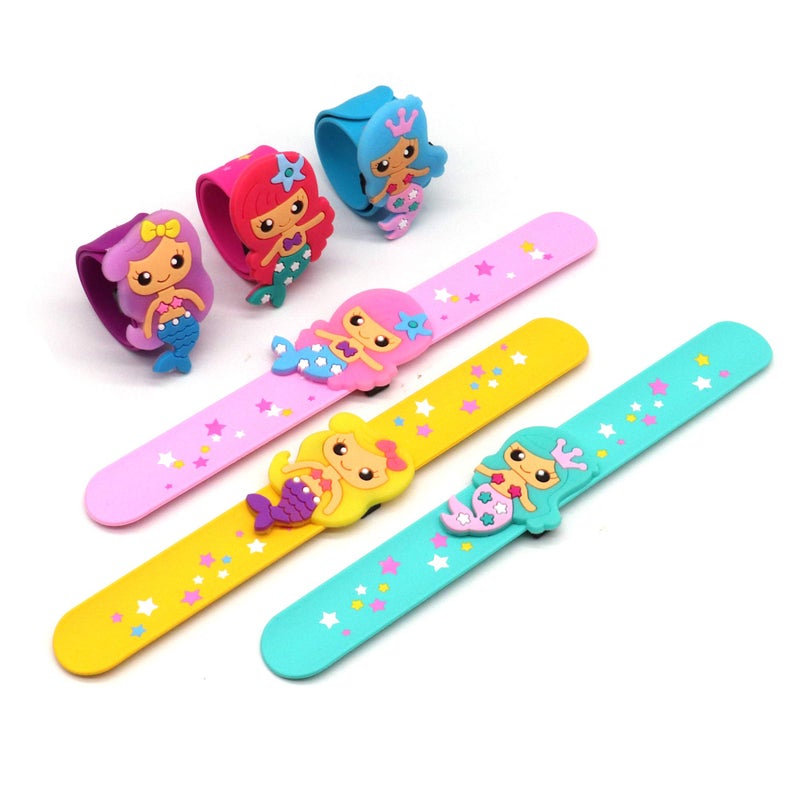 LOCHSOEL Silicone Mermaid Slap Bracelets Cute Mermaid Theme Birthday Party Favors Party Favors Gifts Carnival Prizes Set 6 Pack - Image 2