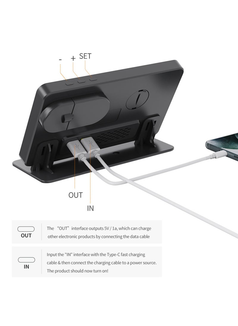 SYOSI - 4-in-1 Wireless Charging Station with Digital Alarm Clock and Temperature Gauge - Compatible with iPhone 15/14/13/12, AirPods, Watch Ultra 9/8/7/6/5, and Galaxy S23-S7 - Image 1
