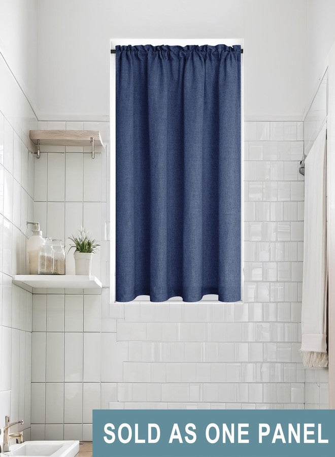 KOUFALL Navy Blue Sidelight French Door Curtain 25x40 Inch Length Light Filtering Linen Blend Curtains for Front Door 1 Panel Bonus Adjustable Tieback - Image 2