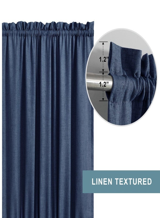 KOUFALL Navy Blue Sidelight French Door Curtain 25x40 Inch Length Light Filtering Linen Blend Curtains for Front Door 1 Panel Bonus Adjustable Tieback - Image 3