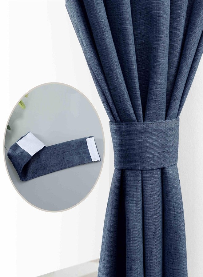 KOUFALL Navy Blue Sidelight French Door Curtain 25x40 Inch Length Light Filtering Linen Blend Curtains for Front Door 1 Panel Bonus Adjustable Tieback - Image 5