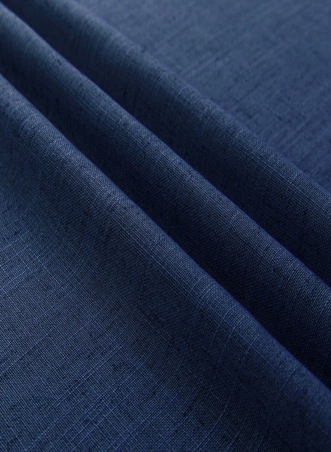 KOUFALL Navy Blue Sidelight French Door Curtain 25x40 Inch Length Light Filtering Linen Blend Curtains for Front Door 1 Panel Bonus Adjustable Tieback - Image 4