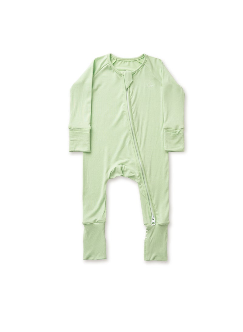 Anvi Baby Organic Zipper Romper- Light Mint 95% Bamboo 5% Spandex - Image 1