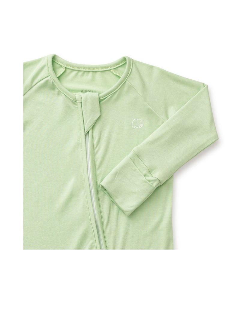 Anvi Baby Organic Zipper Romper- Light Mint 95% Bamboo 5% Spandex - Image 2