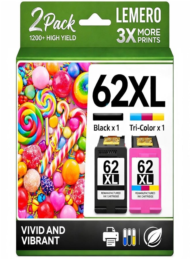 LEMERO 62XL Ink Cartridges Remanufactured Ink Cartridge Replacement for HP Ink 62 for HP 62XL Ink Cartridge Combo Pack use with Envy 7640 5660 5540 7645 5746 OfficeJet 250 200 5740 Mobile Printer - Image 1