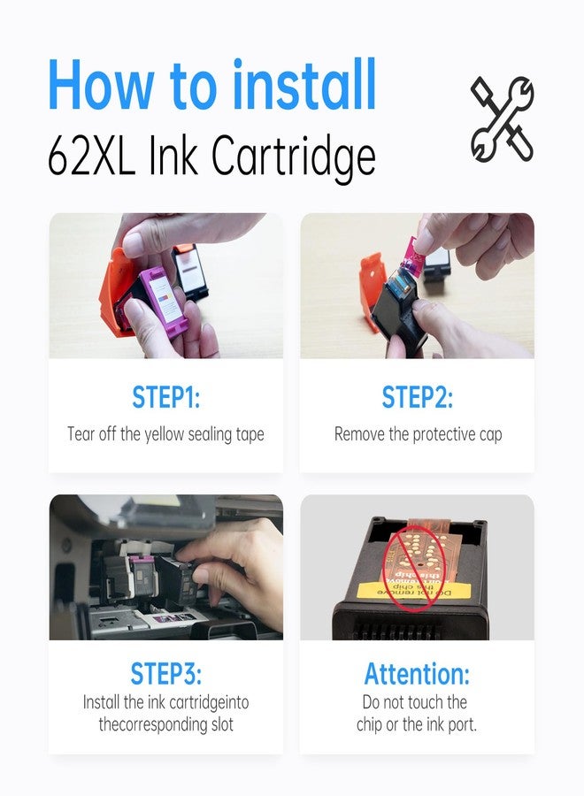 LEMERO 62XL Ink Cartridges Remanufactured Ink Cartridge Replacement for HP Ink 62 for HP 62XL Ink Cartridge Combo Pack use with Envy 7640 5660 5540 7645 5746 OfficeJet 250 200 5740 Mobile Printer - Image 4