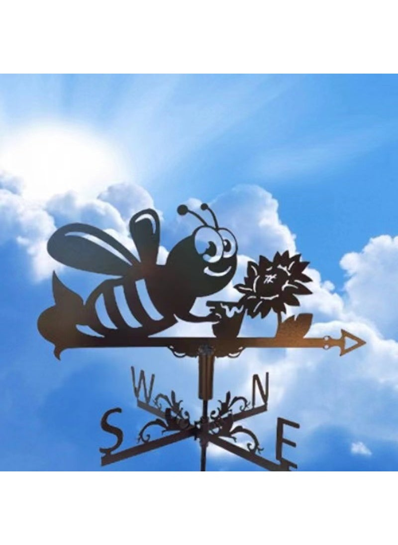 Generic - Cross-border Outdoor Wind Direction Marker Iron Art Stainless Steel Rooster Craft Product Garden Decoration Courtyard Chimes Bee Flower Picking - Image 1