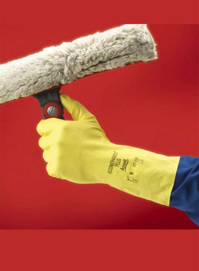 Ansell قفاز أنسل ألفا تيك® 87-190 إكونوهاند من اللاتكس المطاطي الطبيعي الأصفر - Image 2